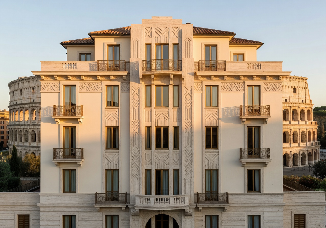 UNAHOTELS Deco Roma with Roman architecture and nearby Colosseum view